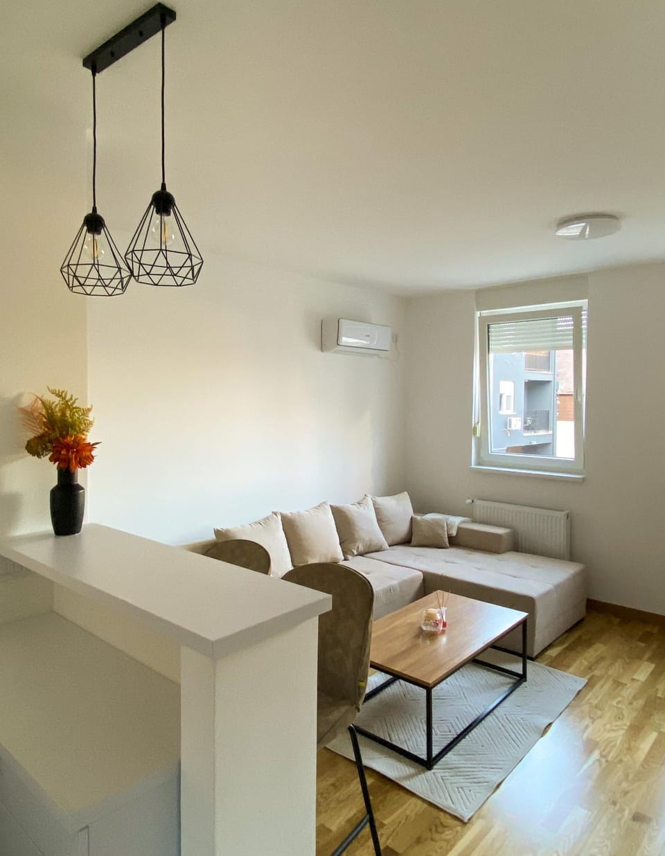 Living room, Seating area, air conditioner