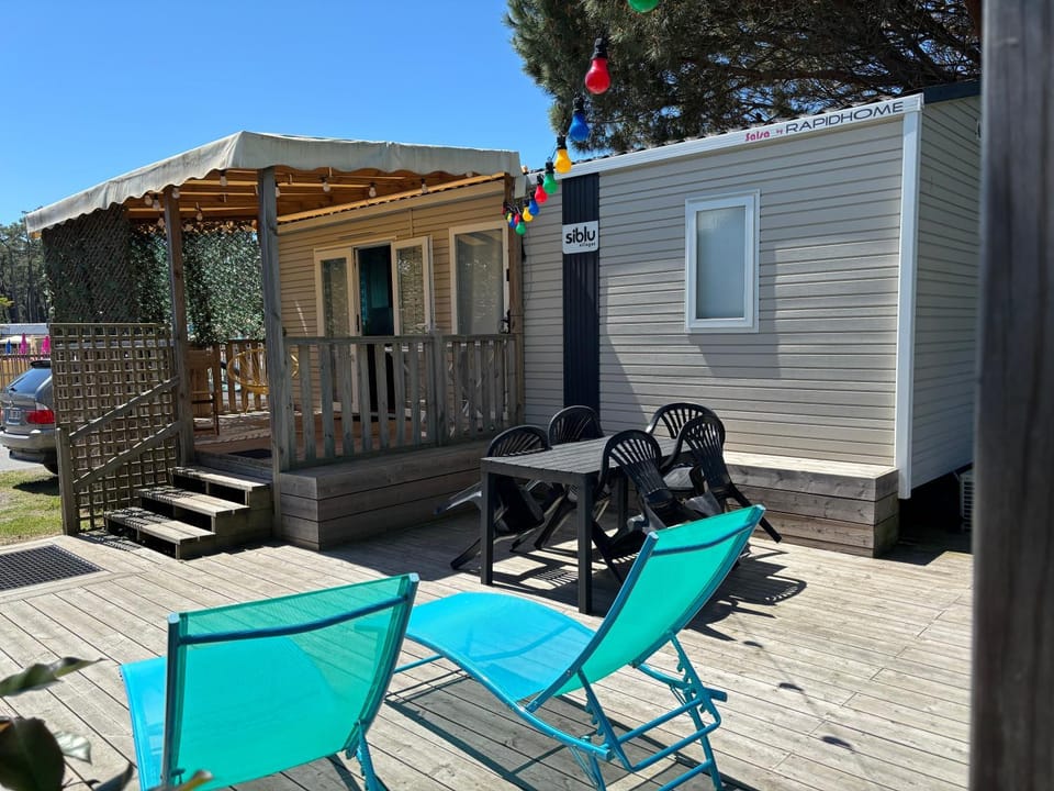 Mobil home avec terrasse - proche plages Cap-Ferret - 4-6 pers Camping 4 étoiles Les Viviers Campground/ 
RV Resort in Lege-Cap-Ferret