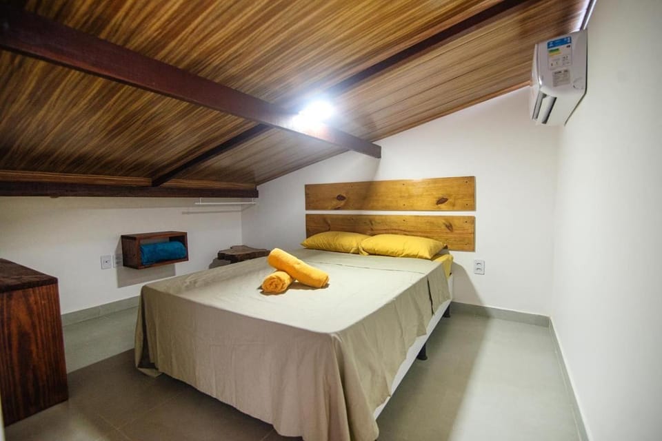 Bed, Photo of the whole room, Bedroom, towels, air conditioner