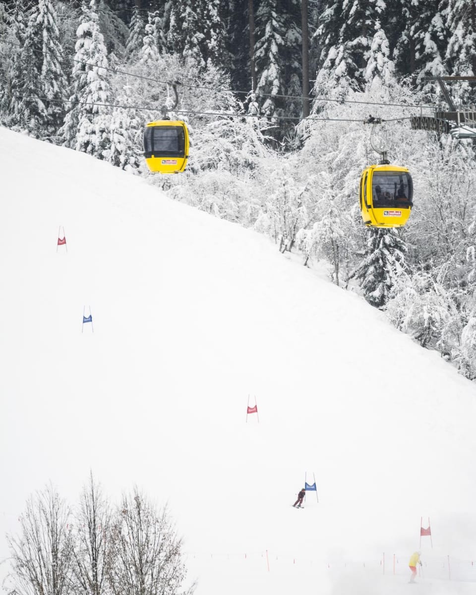 Skiing, Mountain view