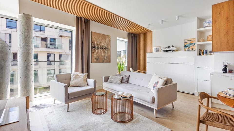 Kitchen or kitchenette, Living room, Seating area, Dining area