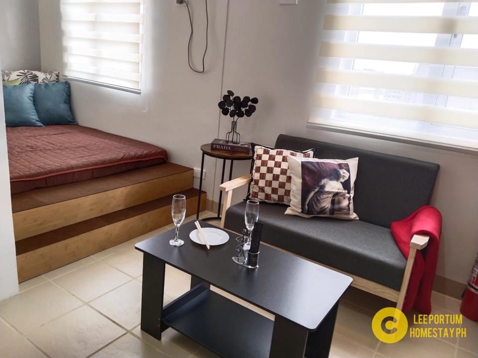 Bed, Living room, Seating area