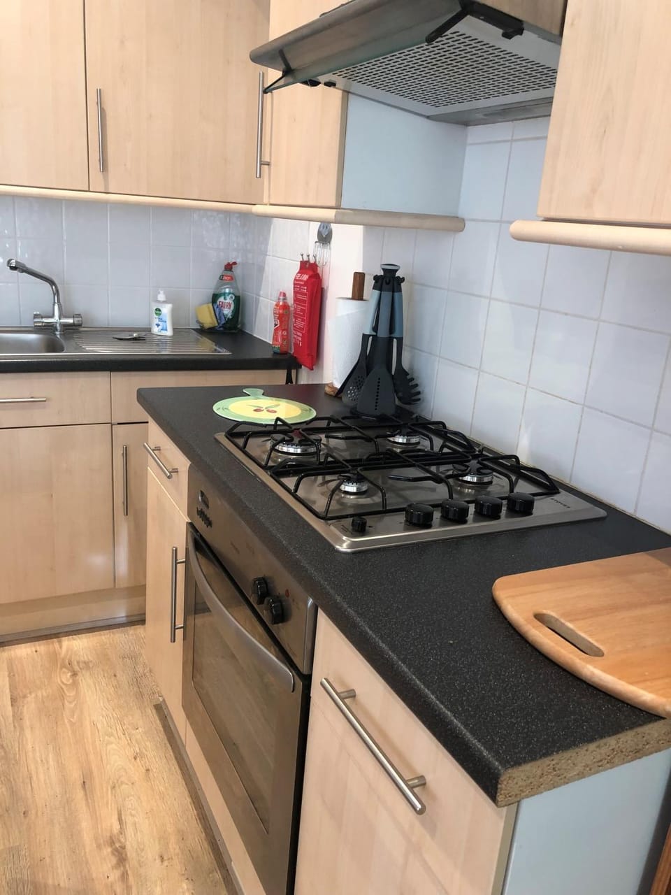 Kitchen or kitchenette, stove