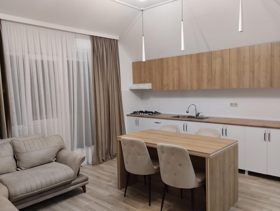 Kitchen or kitchenette, Living room, Seating area
