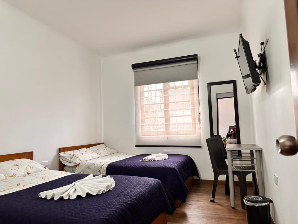 Bed, TV and multimedia, towels