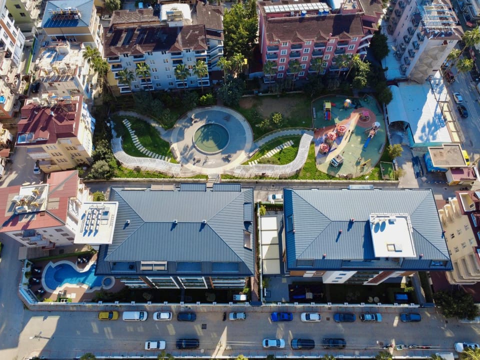 Property building, Neighbourhood, Bird's eye view, Children play ground, Garden