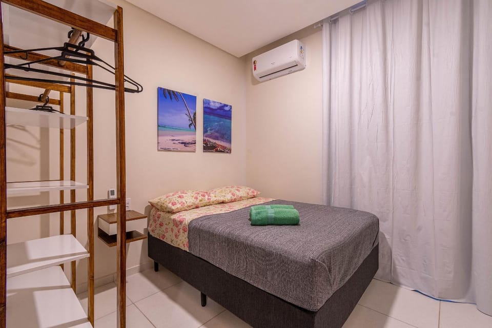 Bed, Bathroom, Photo of the whole room, Bedroom, towels, air conditioner