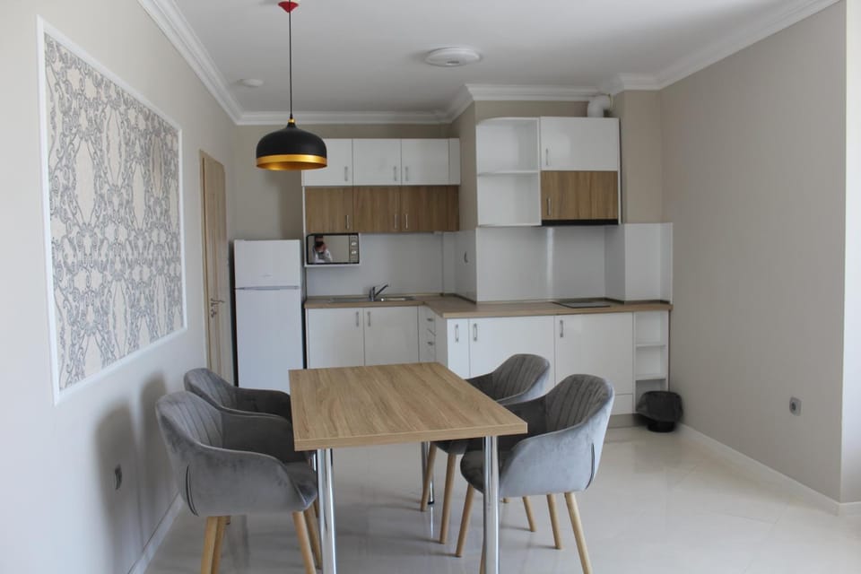 Kitchen or kitchenette, Dining area, microwave, stove