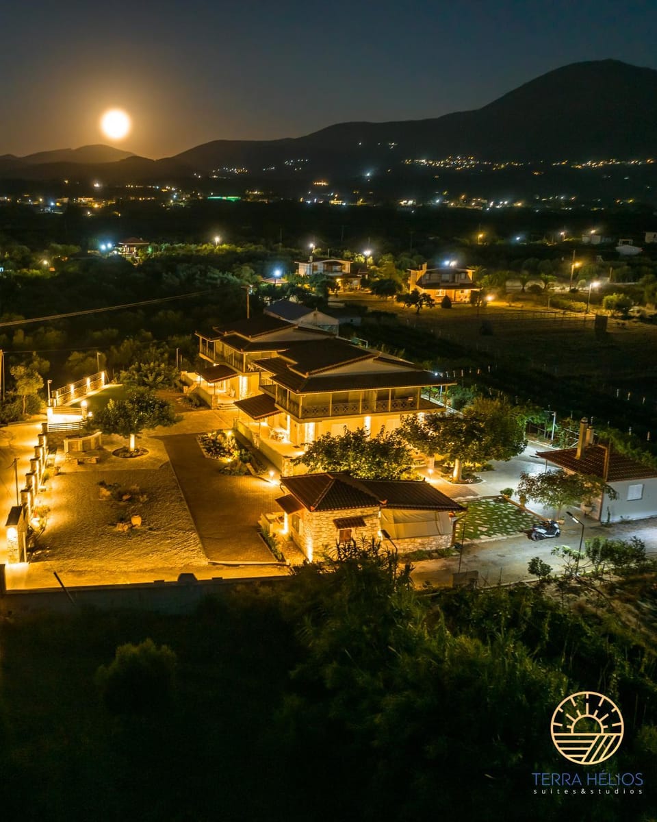 Night, Natural landscape, Bird's eye view, Mountain view