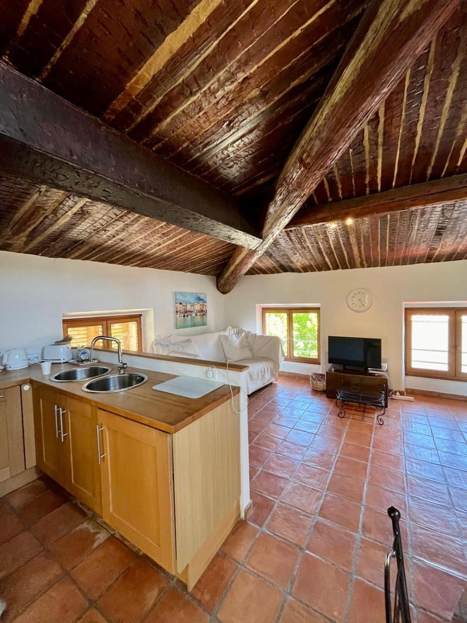 Living room, kitchen