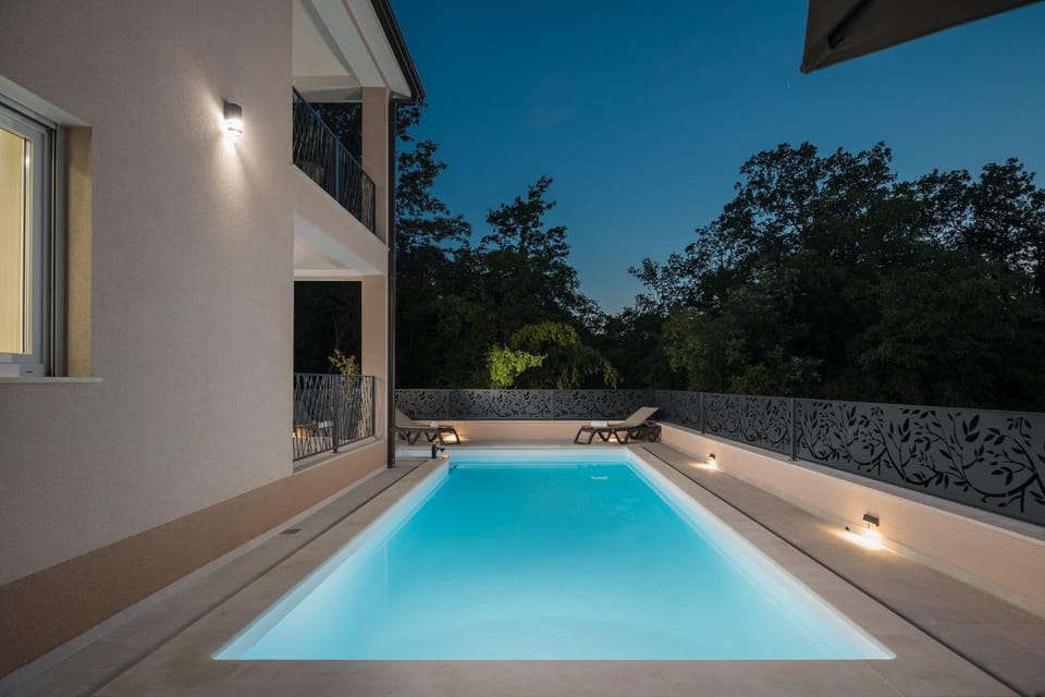 Night, Natural landscape, Pool view, Swimming pool, Swimming pool, sunbed