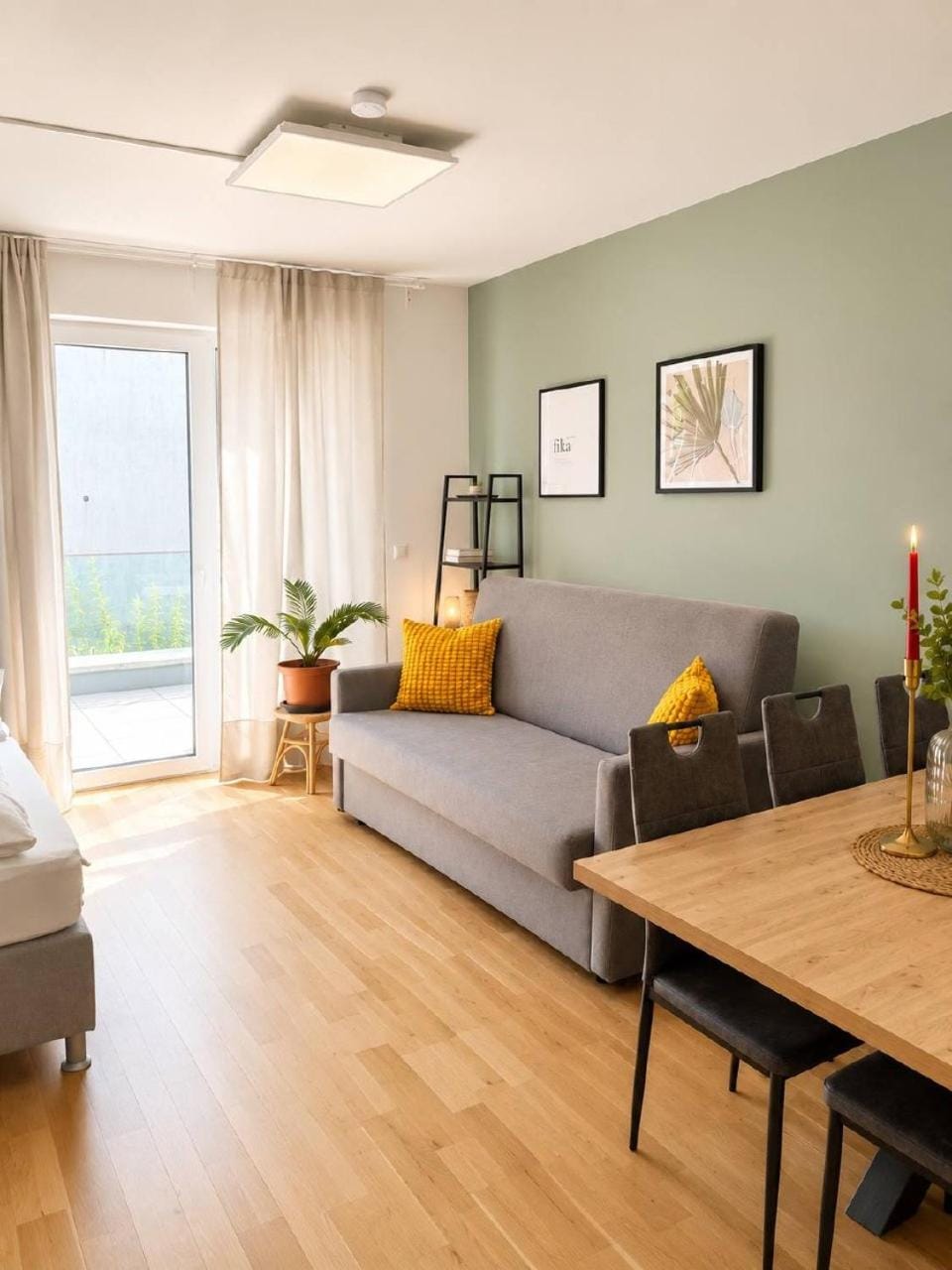 Bed, Living room, Photo of the whole room, Seating area