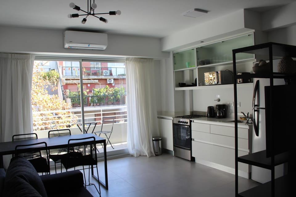 Kitchen or kitchenette, Seating area, Dining area, air conditioner