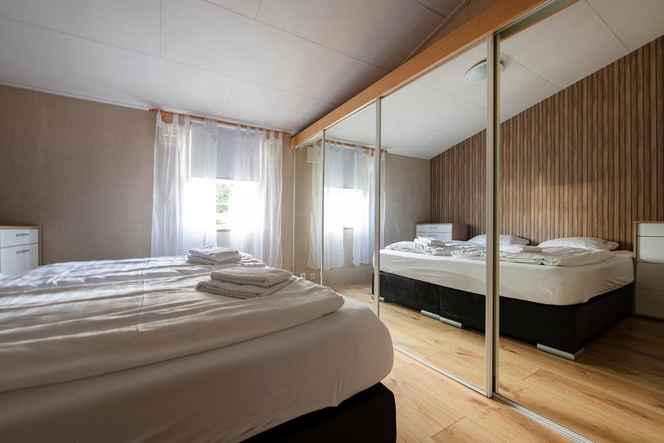 Bed, Photo of the whole room, Bedroom, towels, wardrobe