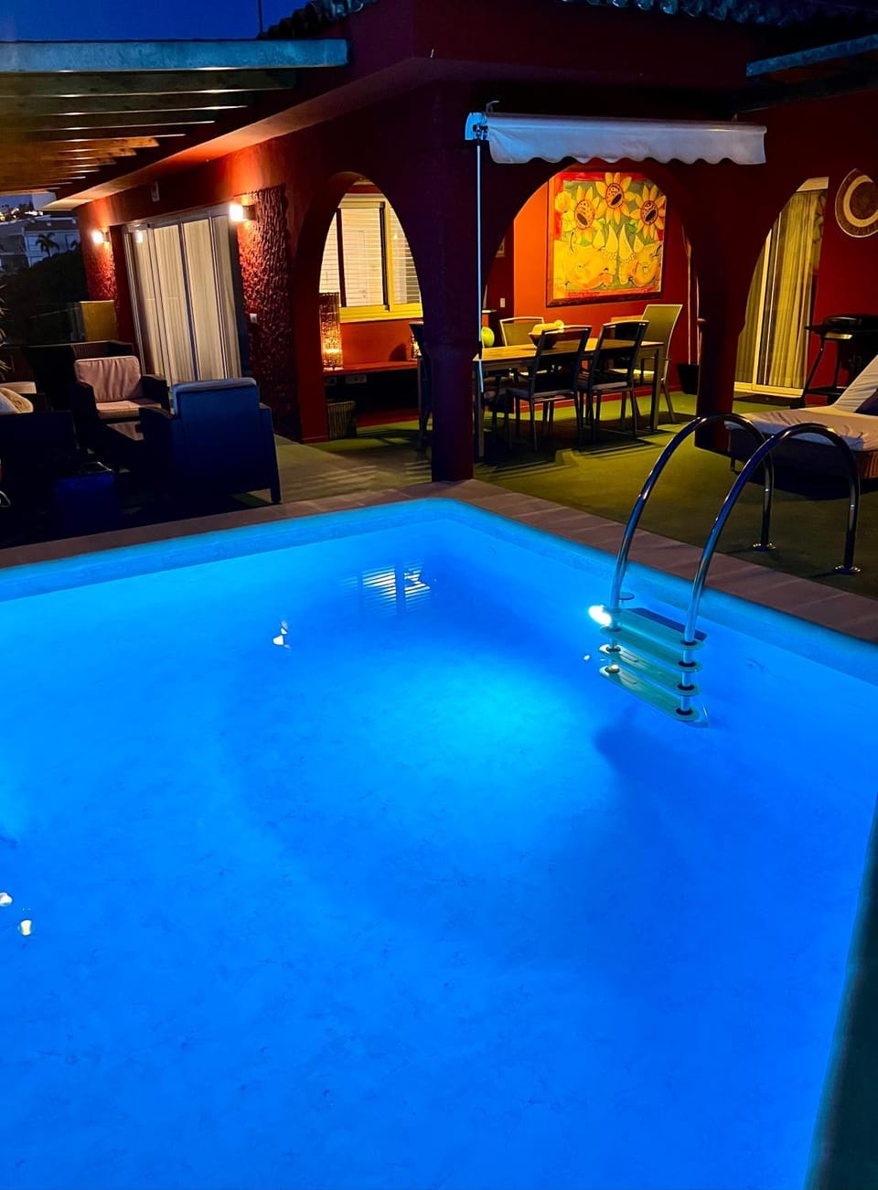 Night, Pool view, sunbed