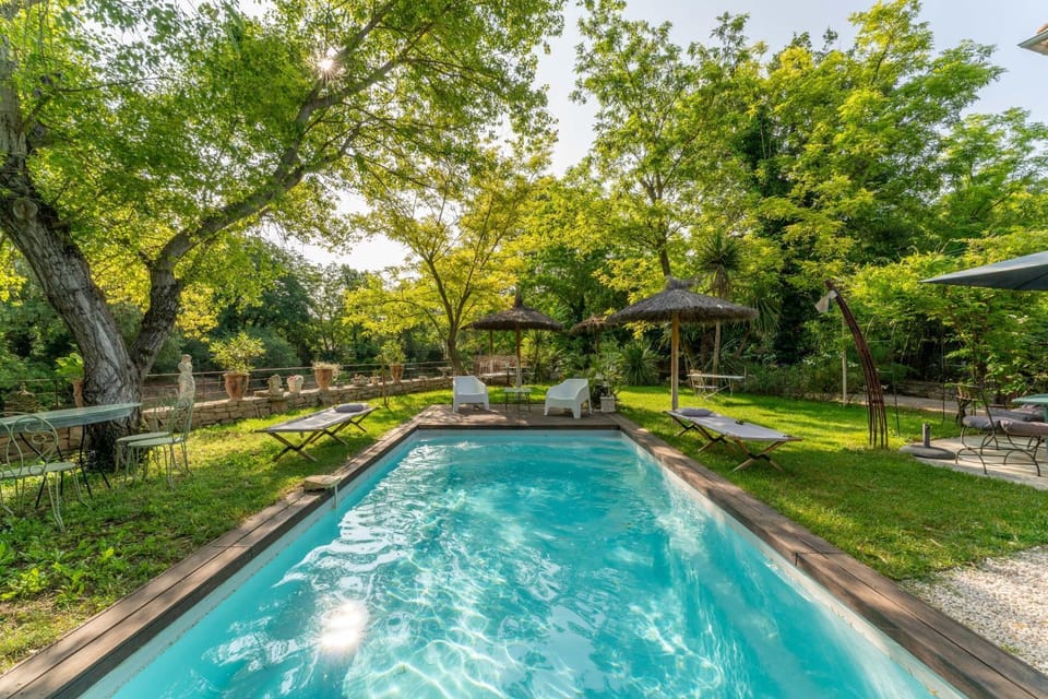 Property building, Living room, Swimming pool