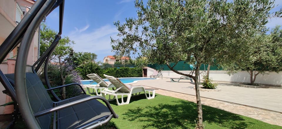 Patio, Garden, Pool view, Swimming pool, sunbed