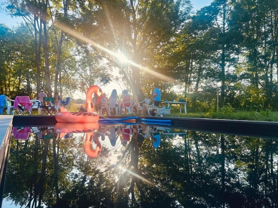 Spring, Day, Natural landscape, Garden view, River view, Swimming pool, group of guests