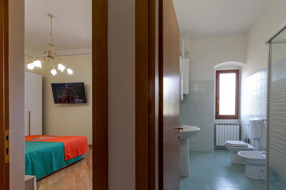 Shower, Toilet, Bed, Bathroom, Photo of the whole room, Bedroom, bidet