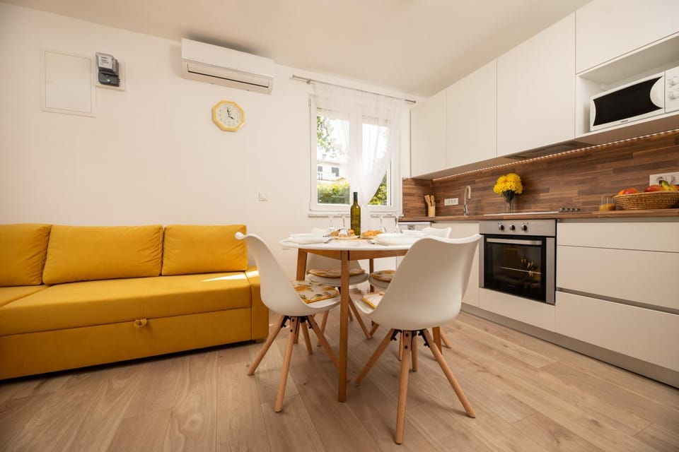 Kitchen or kitchenette, Living room, Seating area, Dining area, pet friendly, air conditioner