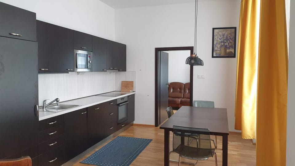 Kitchen or kitchenette, stove