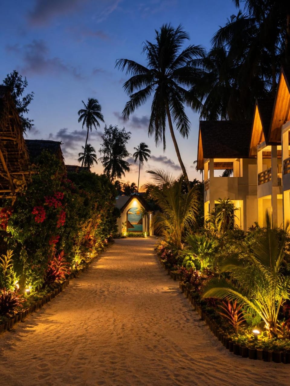 Property building, Night, Garden view