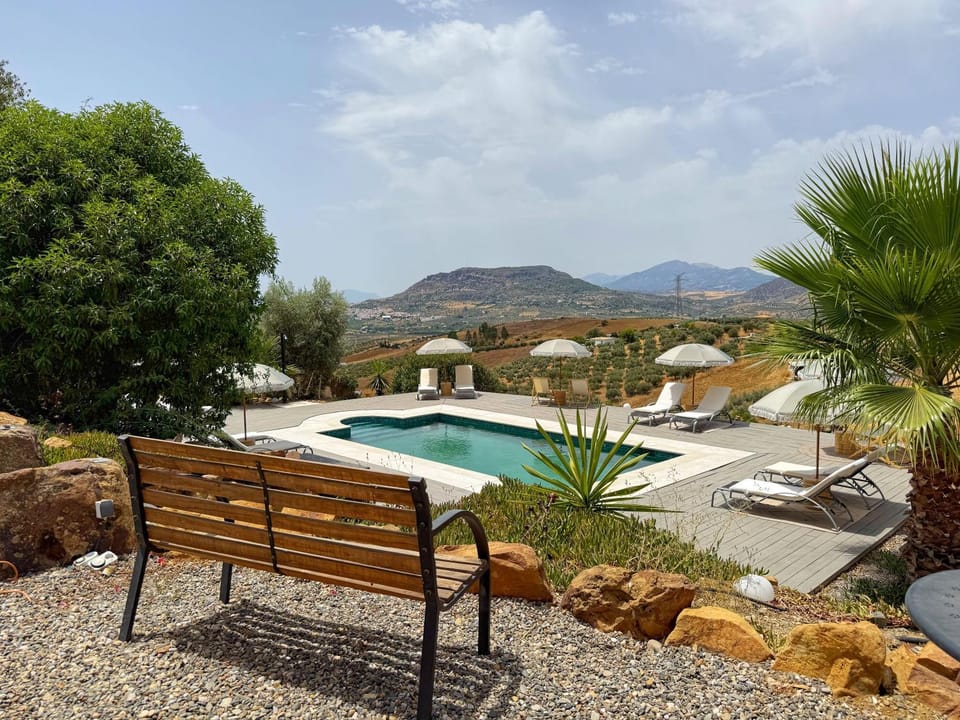 Nearby landmark, Day, Natural landscape, Mountain view, Pool view, Swimming pool, sunbed