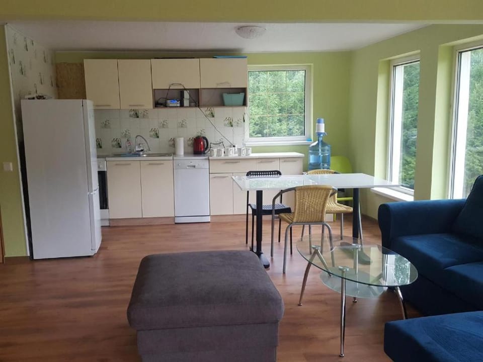 Kitchen or kitchenette, Dining area, minibar, stove