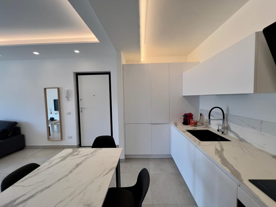 Kitchen or kitchenette, hair dresser