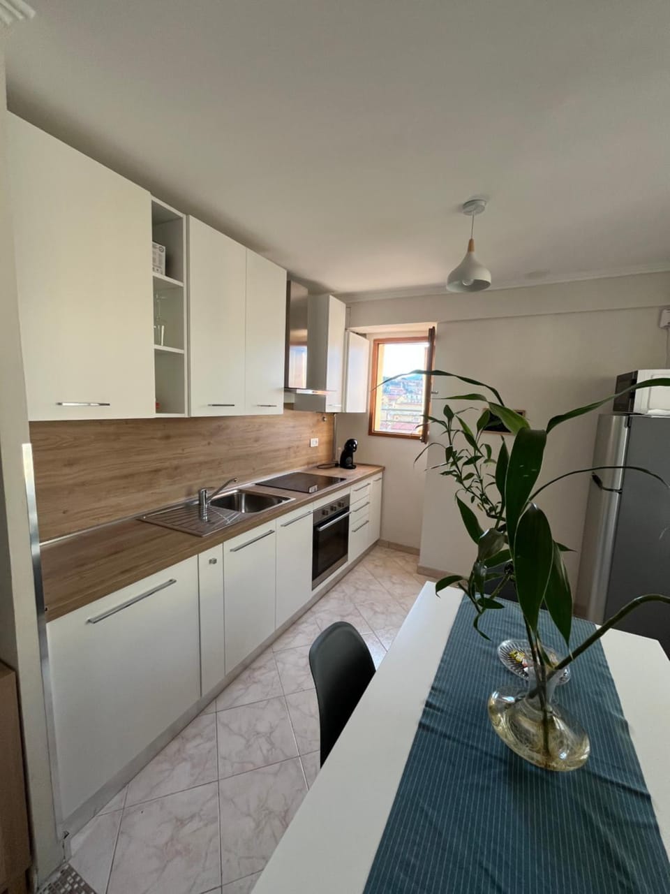 Kitchen or kitchenette, dishwasher, oven, stove