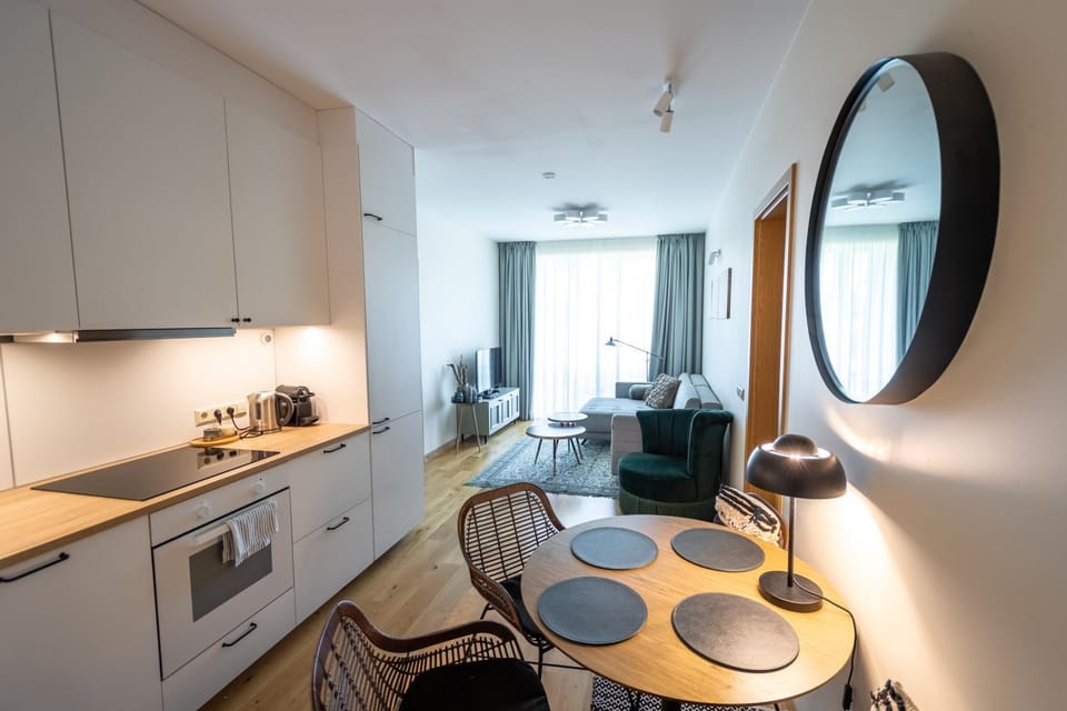 Kitchen or kitchenette, Living room, Dining area