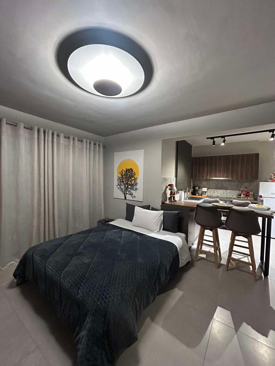 Bed, Seating area, Dining area