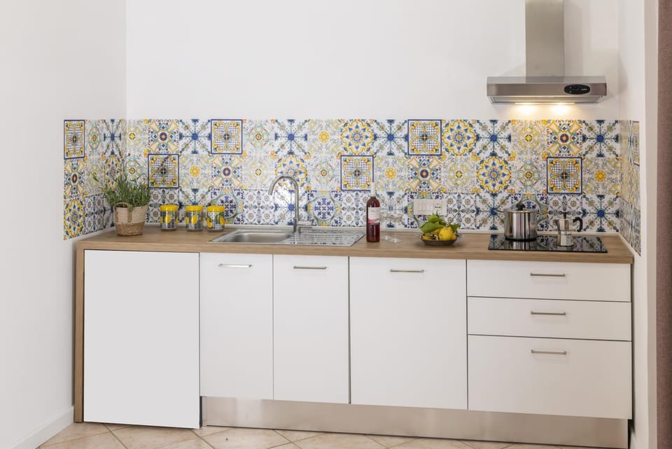 Kitchen or kitchenette, stove