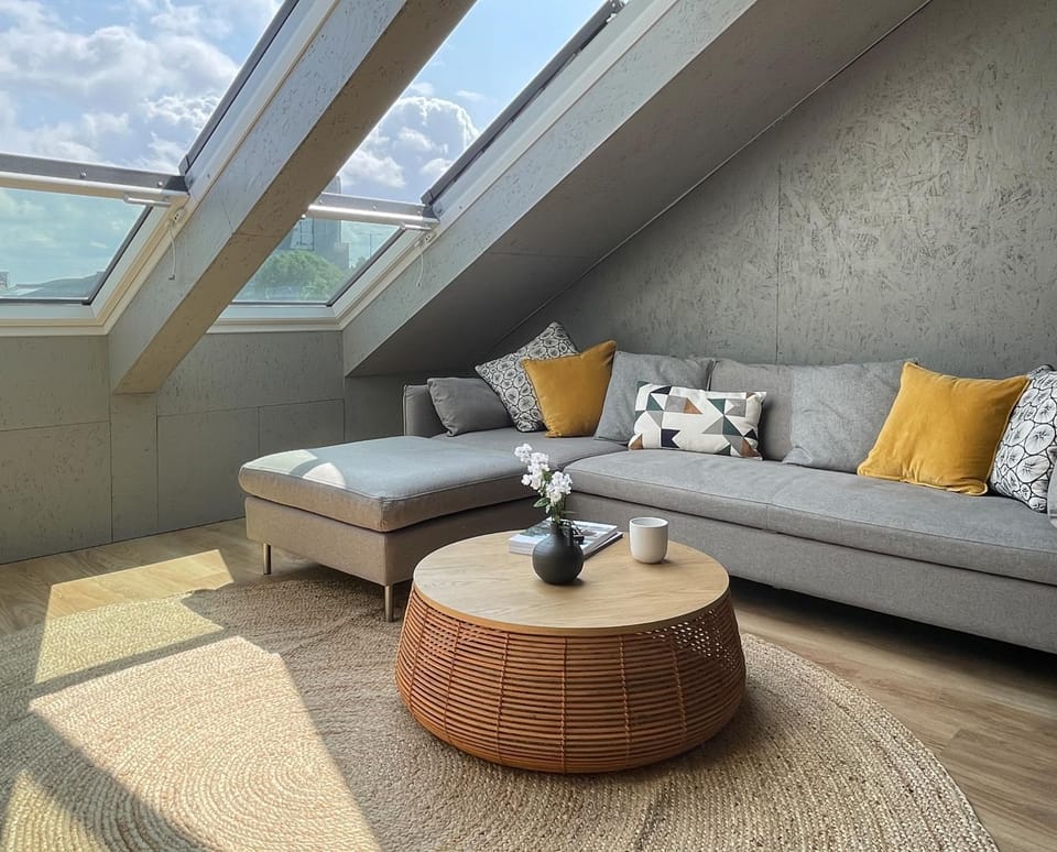 Living room, Seating area, City view