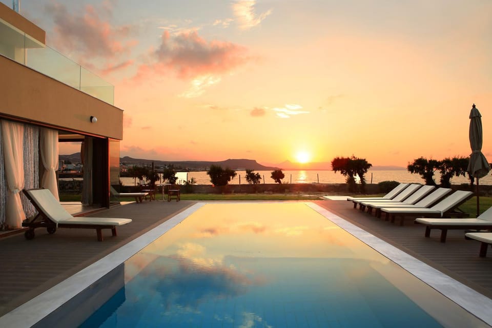 Natural landscape, Swimming pool, Sunset
