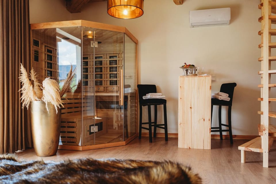 Sauna, Seating area, Garden view