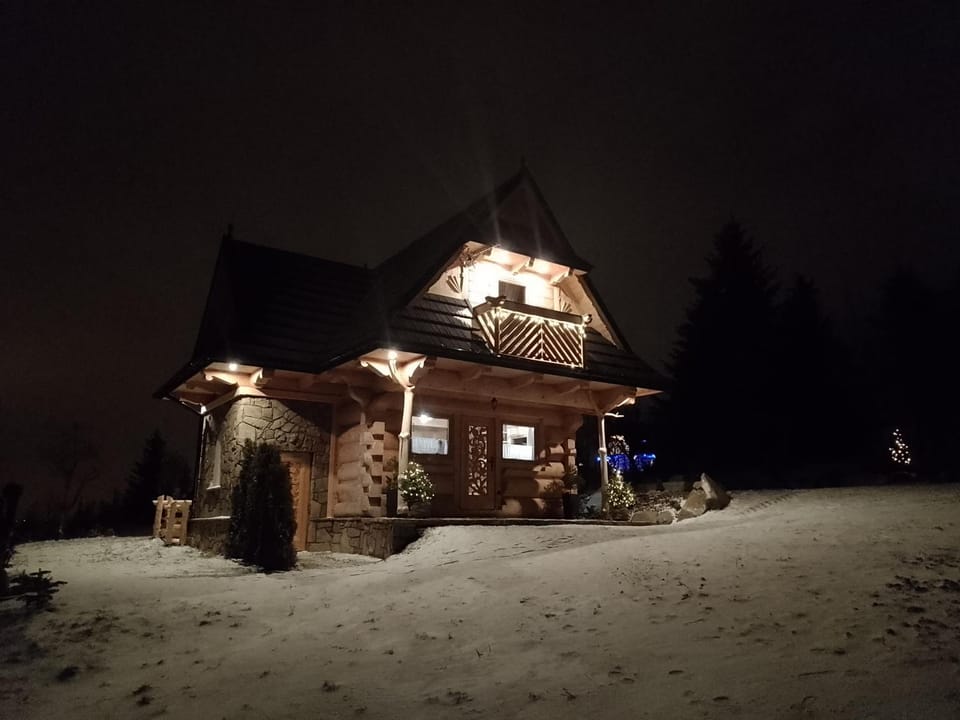 Property building, Night, Winter