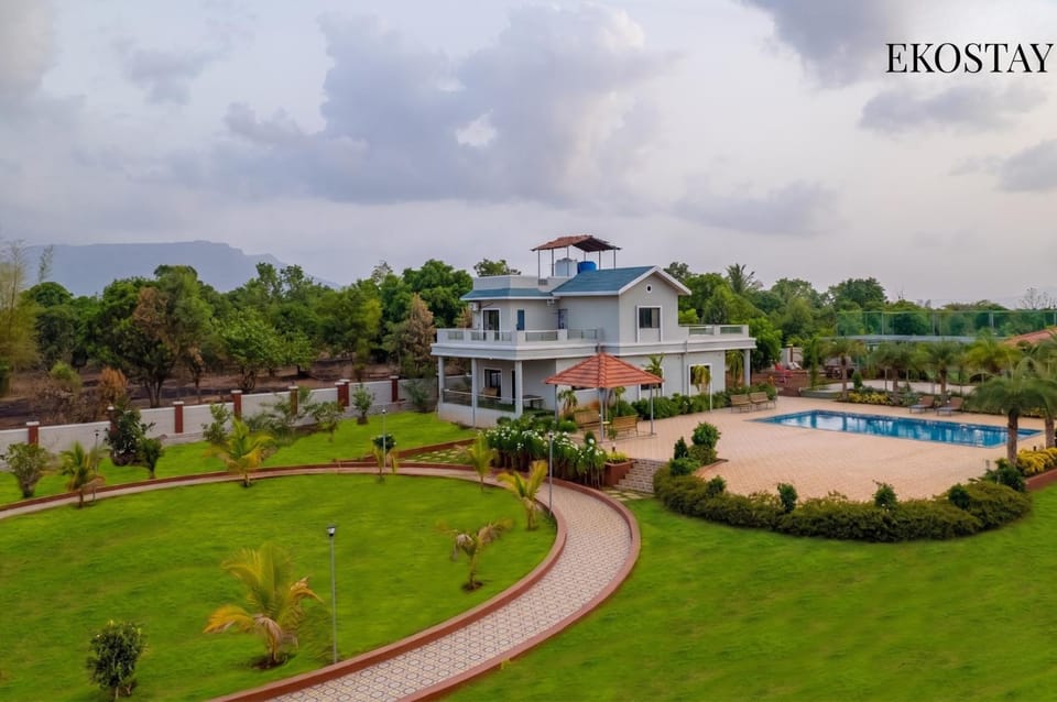 Ekostay Gold Palm Estate I Cricket Turf I Rain Dance I 2 Acre Property Villa in Maharashtra
