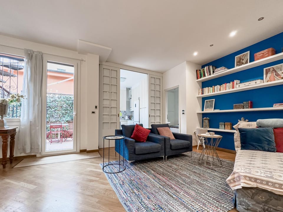 Library, Living room, Seating area, Dining area