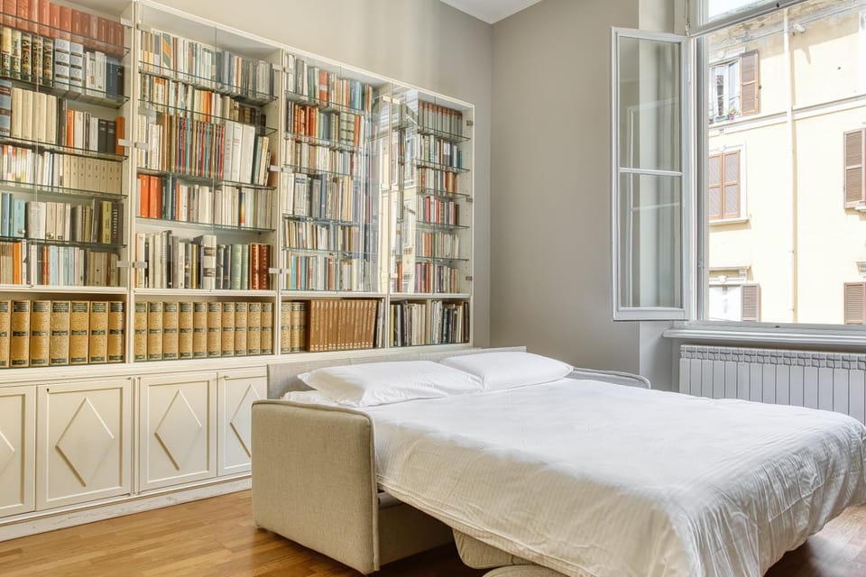 Bed, Library, Living room