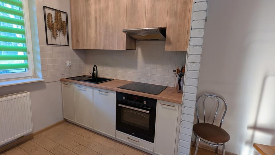 Kitchen or kitchenette, stove
