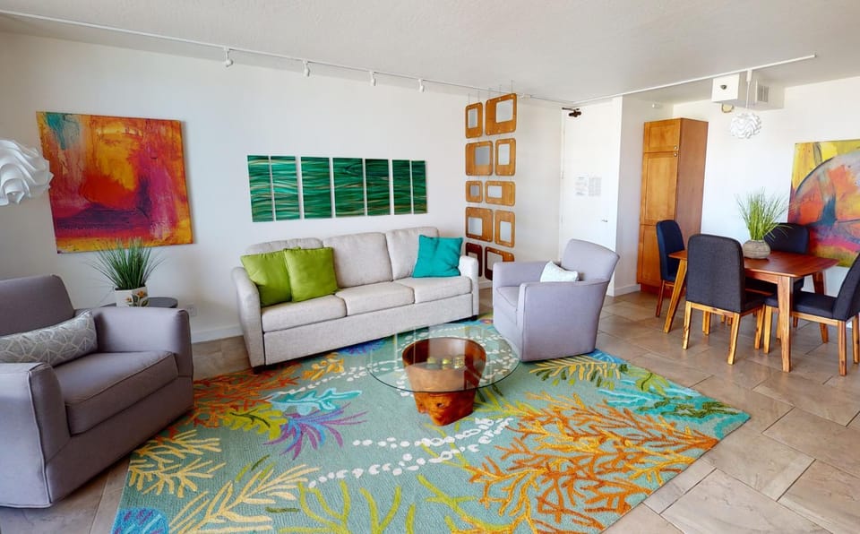 Artsy 32nd Floor Condo with Modern Furnishings & Gorgeous Ocean Views condo Apartment in Honolulu