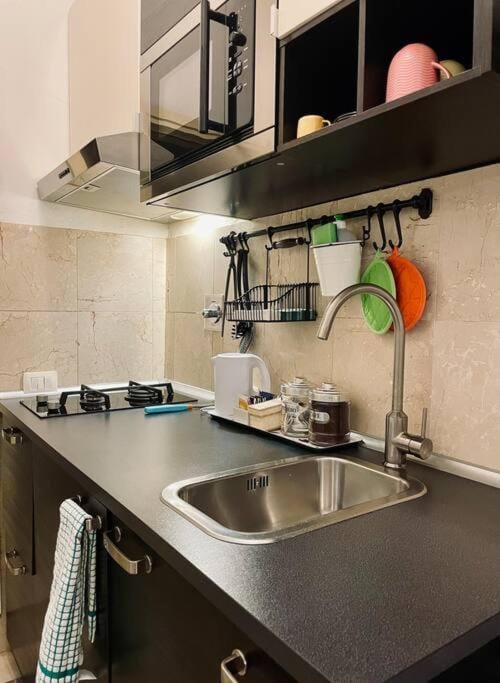 Kitchen or kitchenette, stove