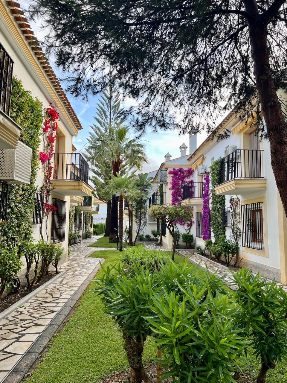 Property building, Nearby landmark, Spring, Day, Neighbourhood, Garden, Balcony/Terrace, Garden view, Street view