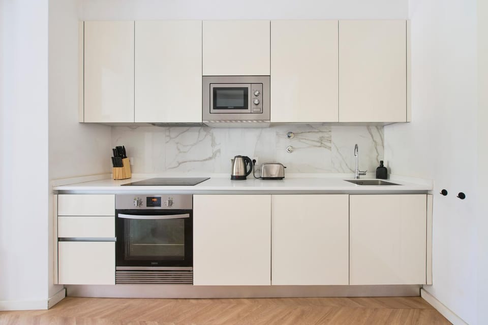 Kitchen or kitchenette, stove, kitchen