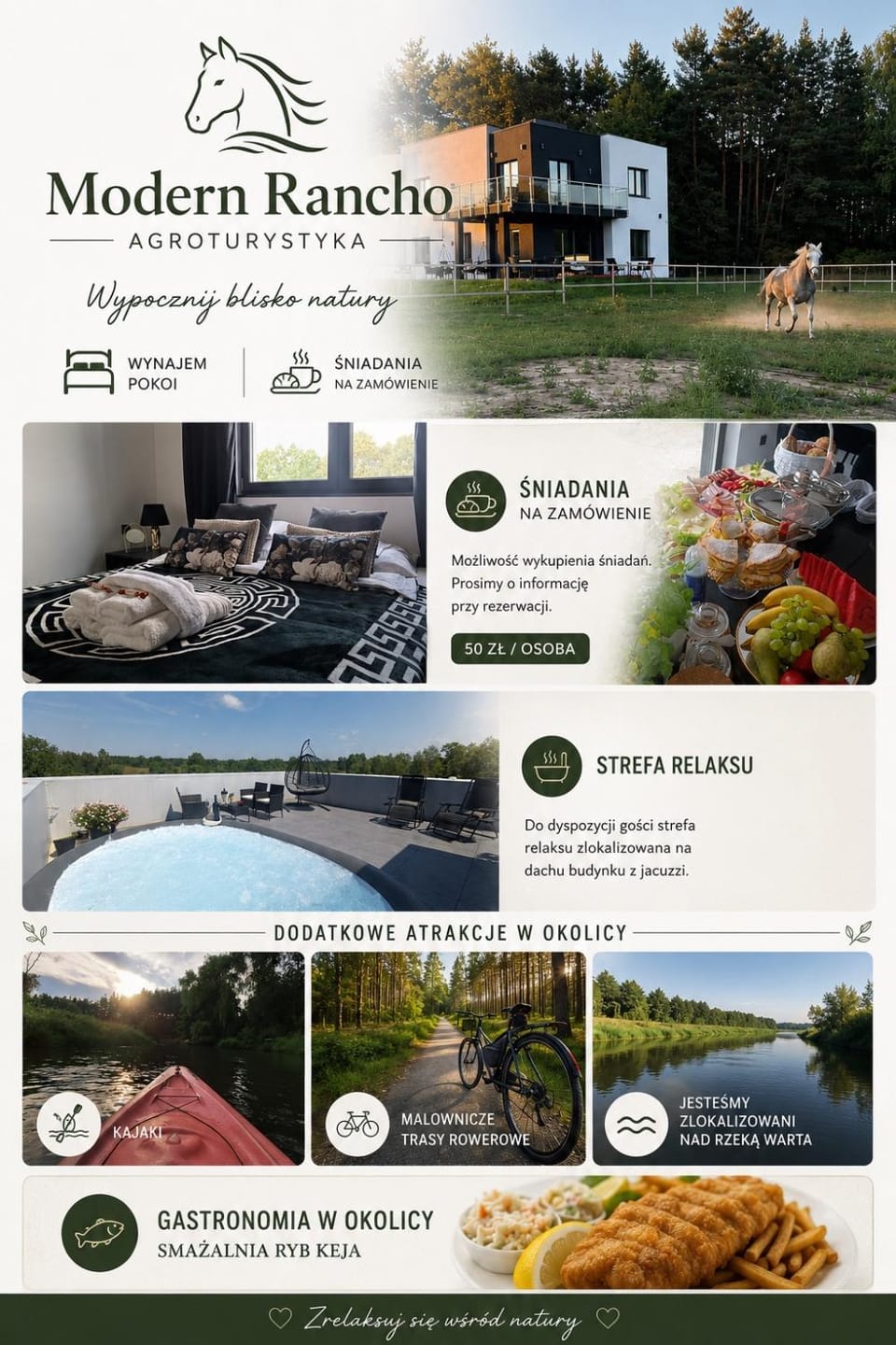 Modern Rancho - apartamenty nad rzeką, przy stadninie koni Bed and Breakfast in Poland