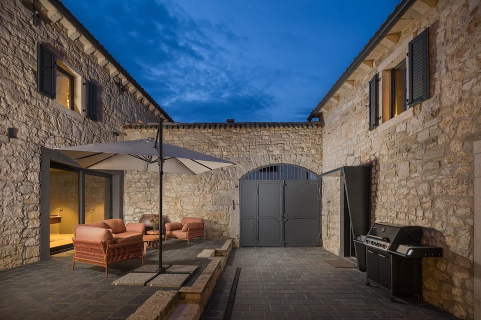 Patio, Night, Seating area