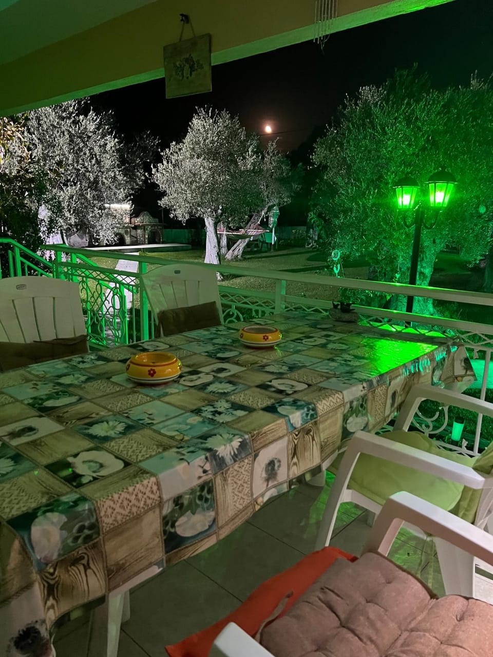 Patio, Night, Garden, Garden view
