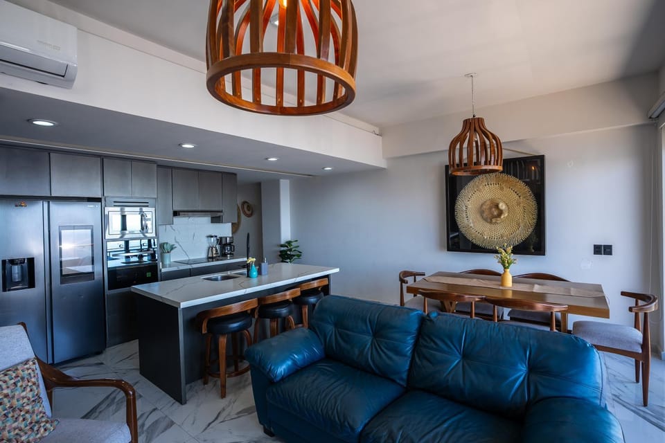 Kitchen or kitchenette, Living room, Dining area