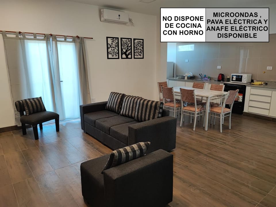 Kitchen or kitchenette, Living room, Dining area, minibar, air conditioner